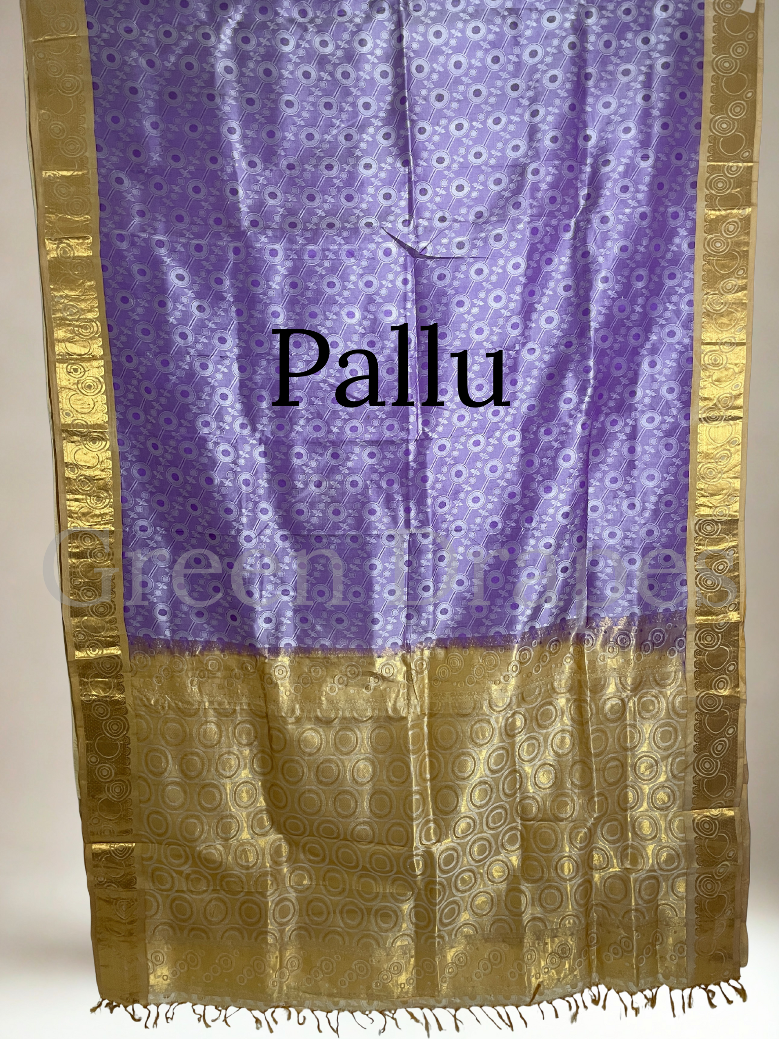 Pre-Loved Silk Saree — Lavender Body with Gold Zari Border & Pallu (No Blouse Piece)