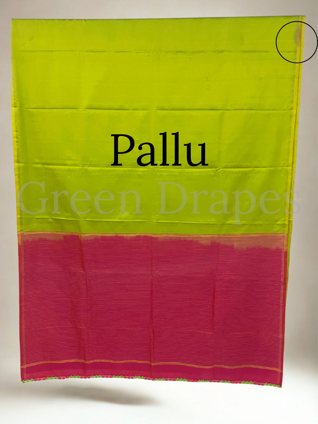 Pre-Loved Silk Saree — Dual Tone Lime Green & Pink with Contrast Stripes and Handmade Saree Kuchu