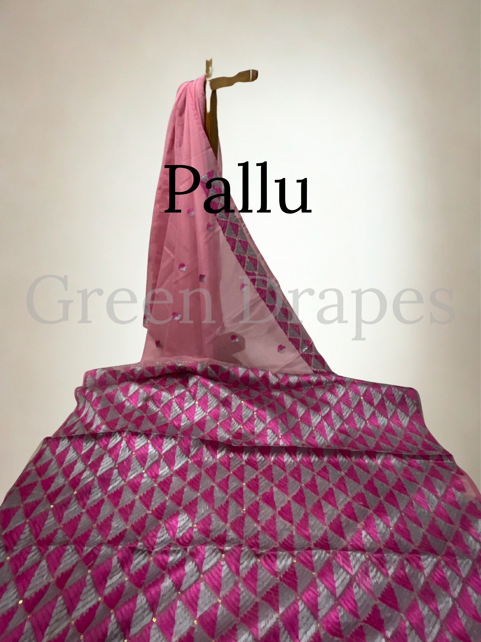 Pink Kota Doria Saree with Pink-Silver Phulkari Embroidery | Lightweight Festive Wear