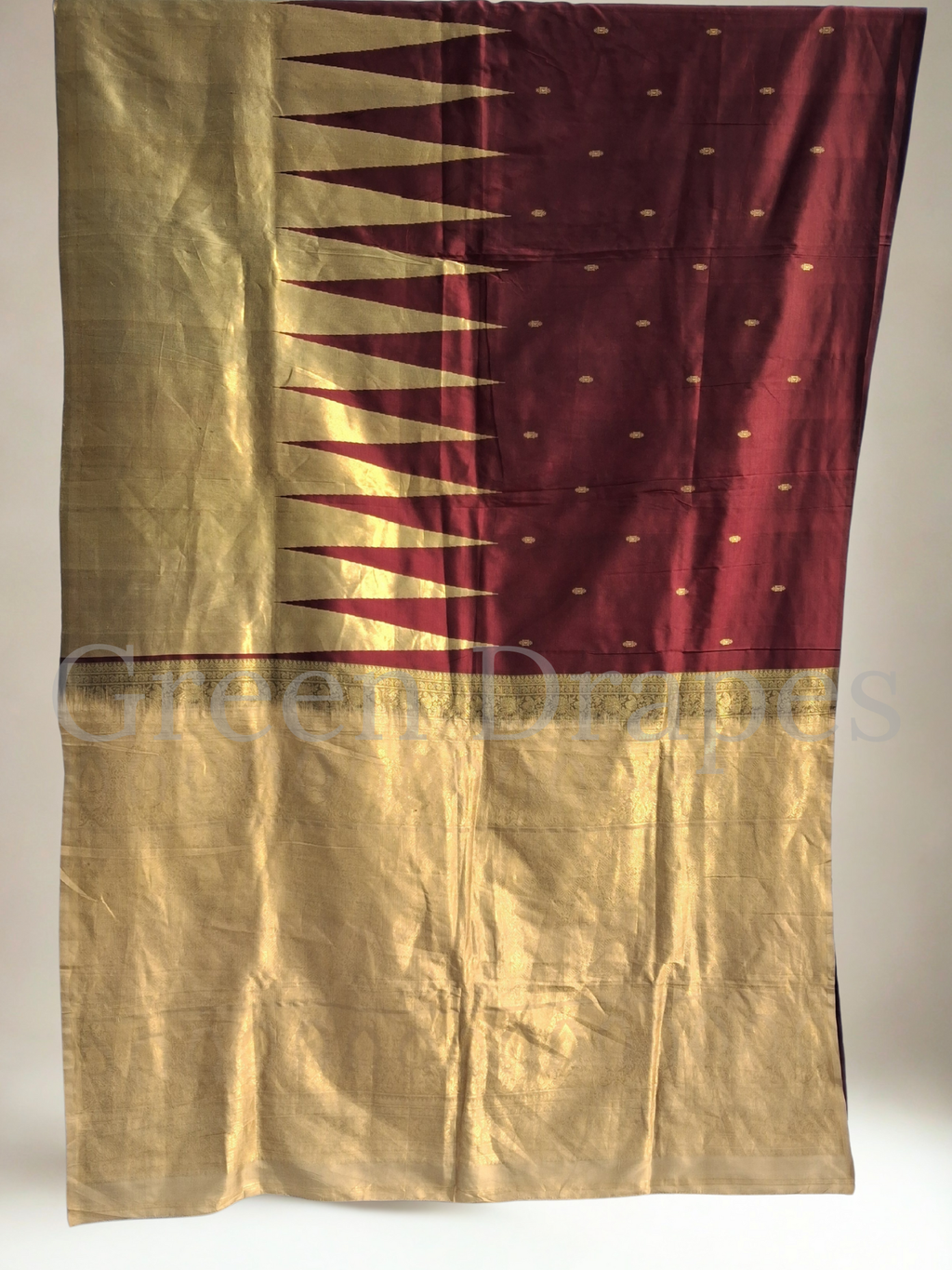 Pre-Loved Maroon Handwoven Silk Saree with Gold Zari Tissue Pallu