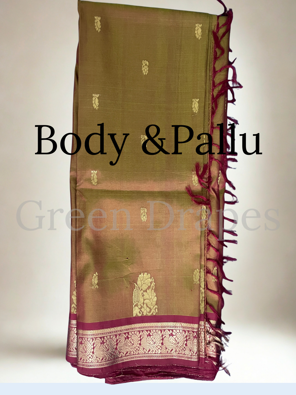 Pre-Loved Silk Saree — Dual Tone Orange-Brown with Maroon Zari Pallu Silk Saree
