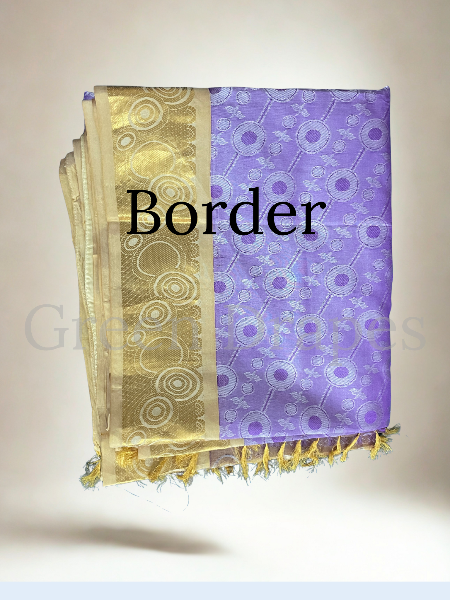 Pre-Loved Silk Saree — Lavender Body with Gold Zari Border & Pallu (No Blouse Piece)