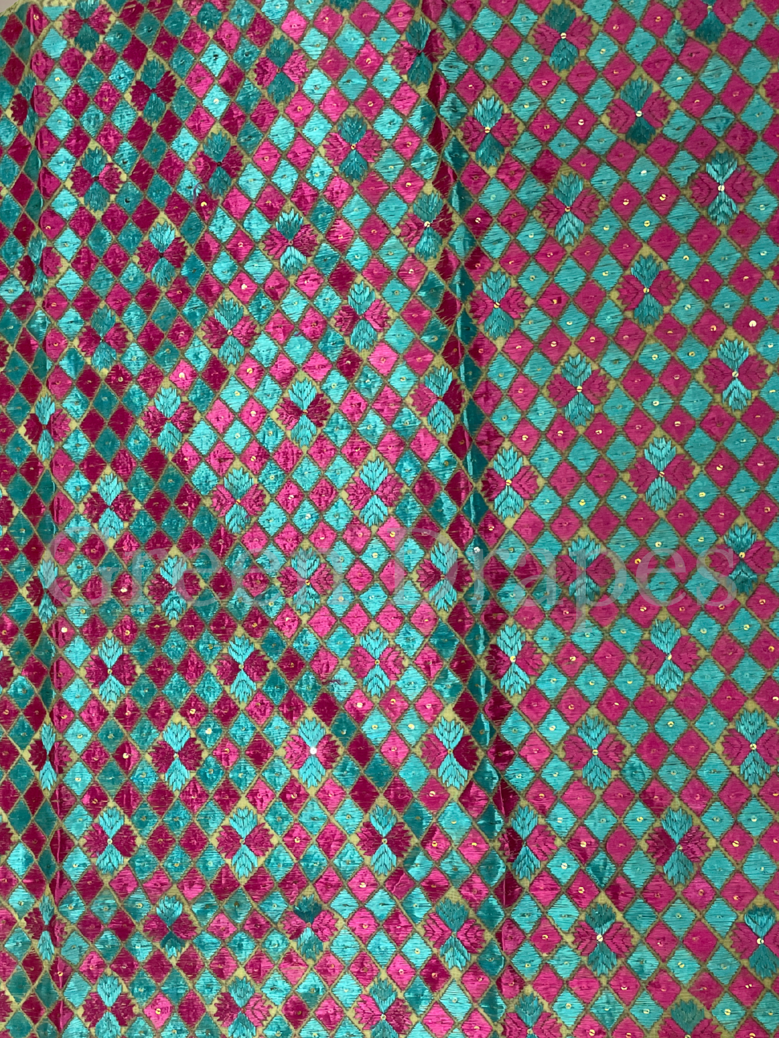 Heavy Phulkari Embroidered Kota Doria Saree – Sunshine Yellow