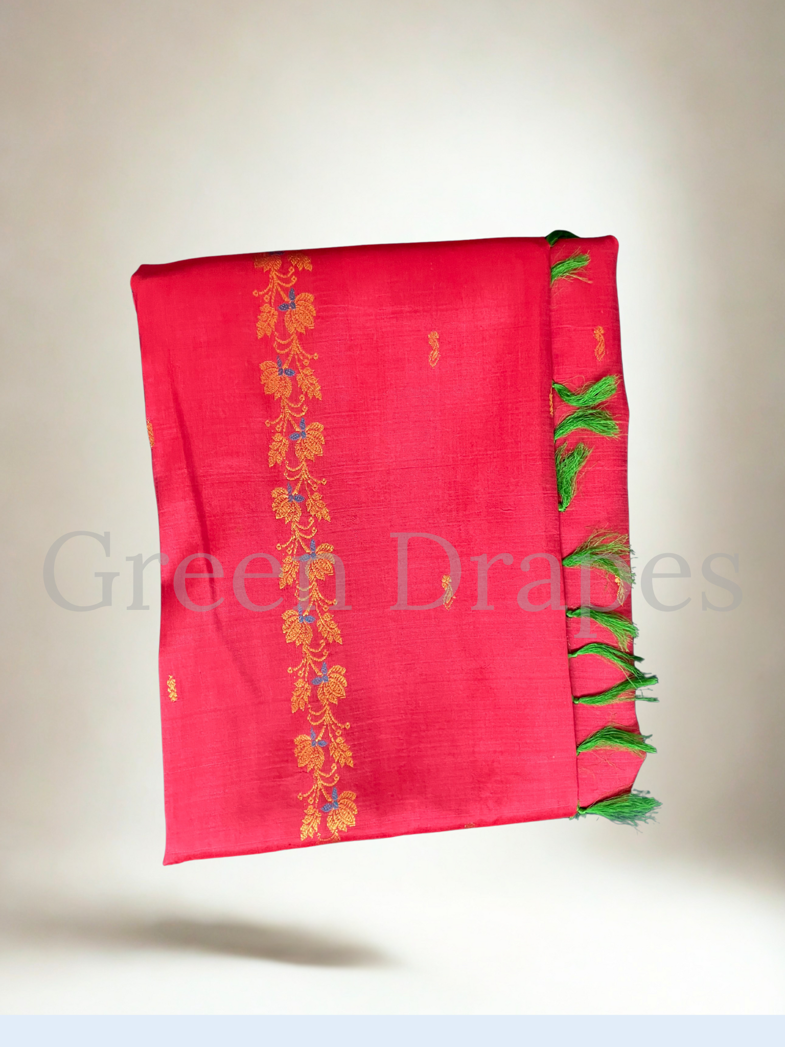 Pre-Loved Silk Saree — Rani Pink Body with Contrast Green Border & Rich Zari Pallu (With Blouse – Size 36)