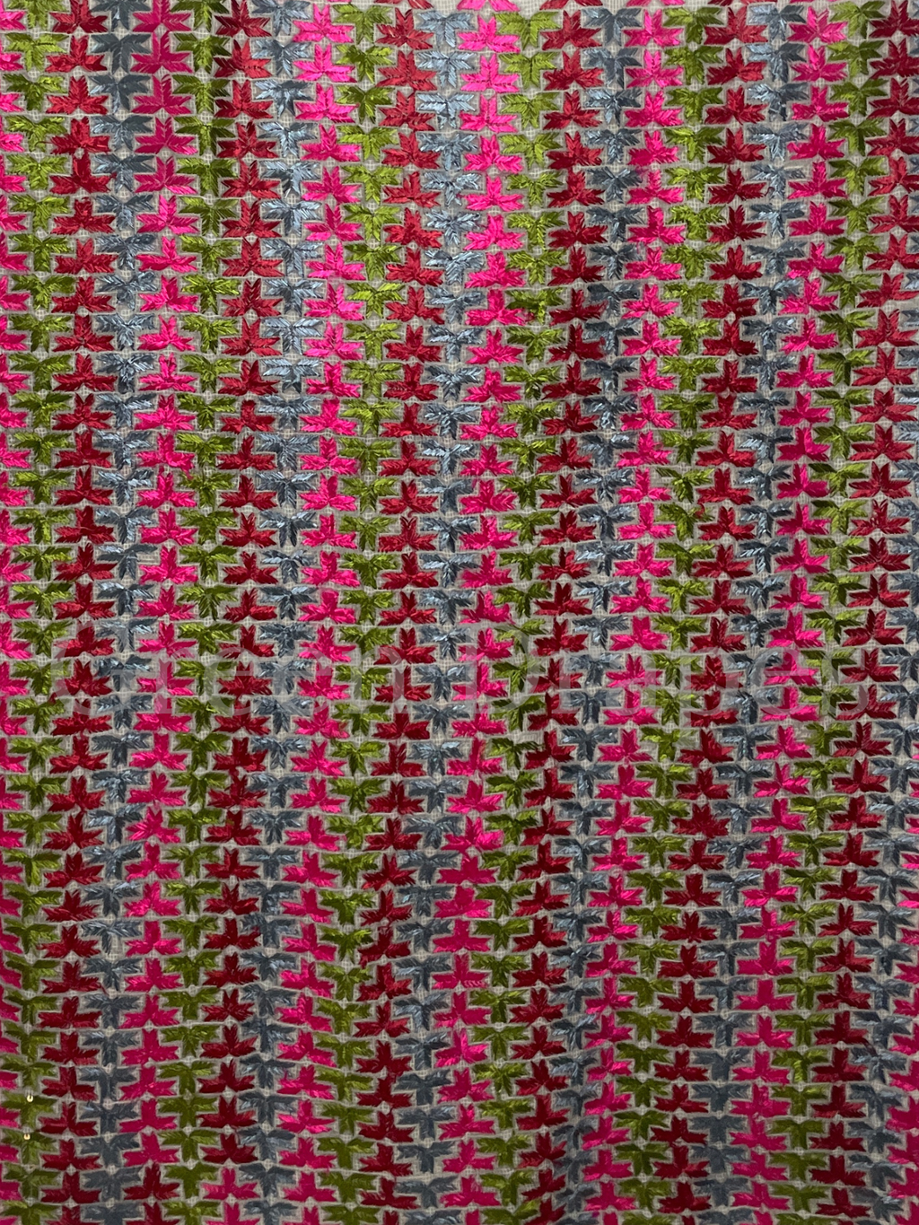 Grey Kota Doria Saree with Vibrant Multicolour Phulkari Embroidery | Festive & Lightweight