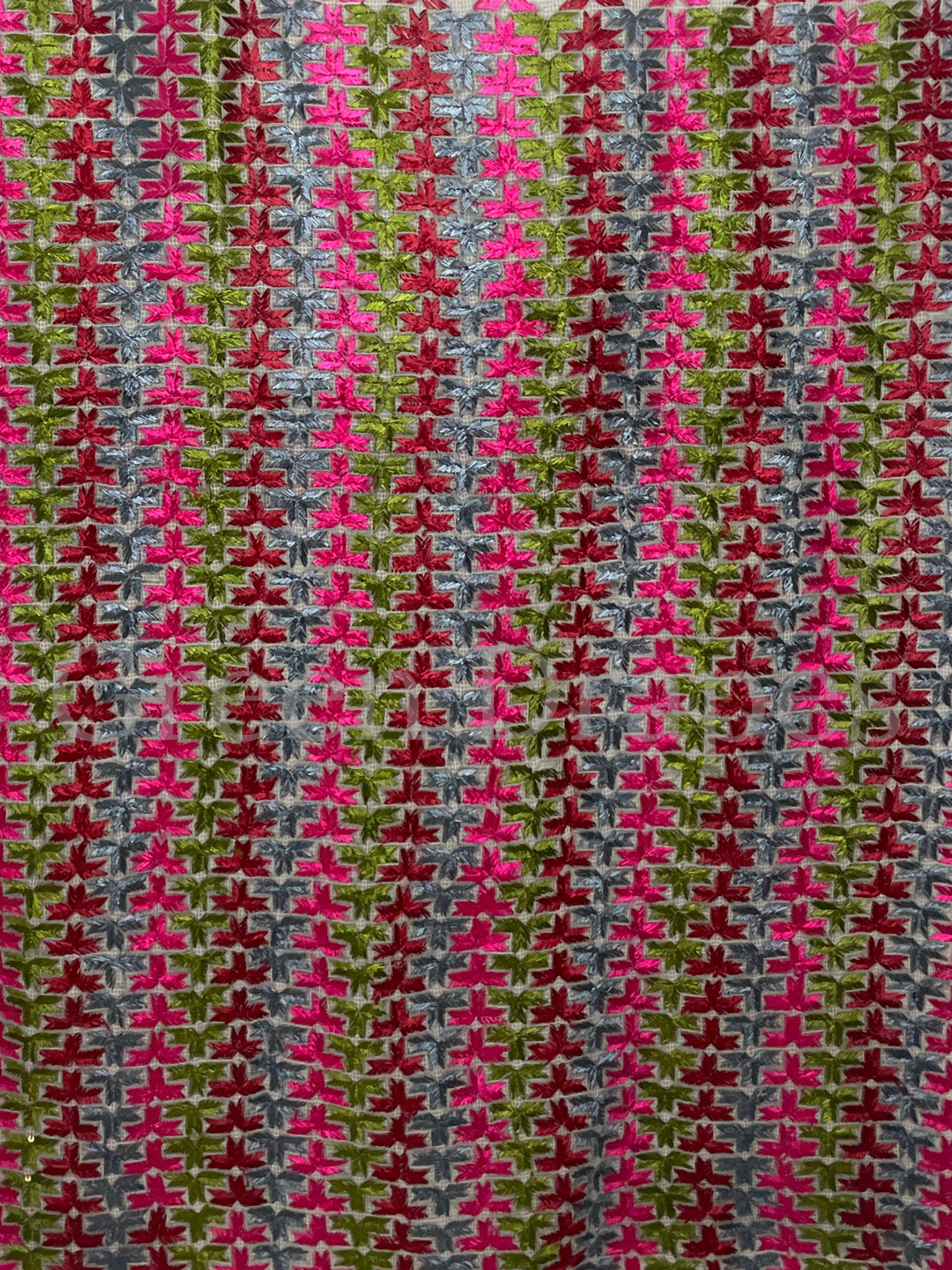 Grey Kota Doria Saree with Vibrant Multicolour Phulkari Embroidery | Festive & Lightweight