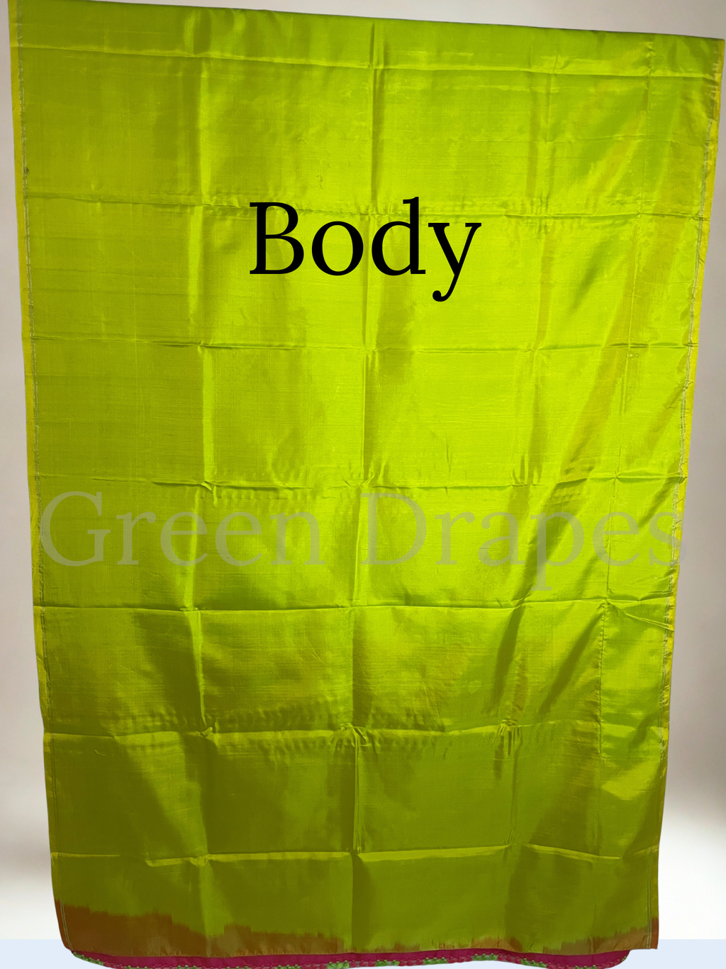 Pre-Loved Silk Saree — Dual Tone Lime Green & Pink with Contrast Stripes and Handmade Saree Kuchu